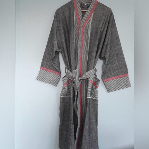 Robe, Hand-woven striped patterned Turkish Cotton Bathrobe, M/L - Picture 2 of 3